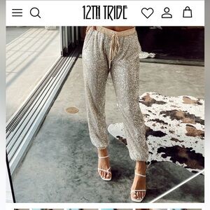 Light gold small sequin joggers